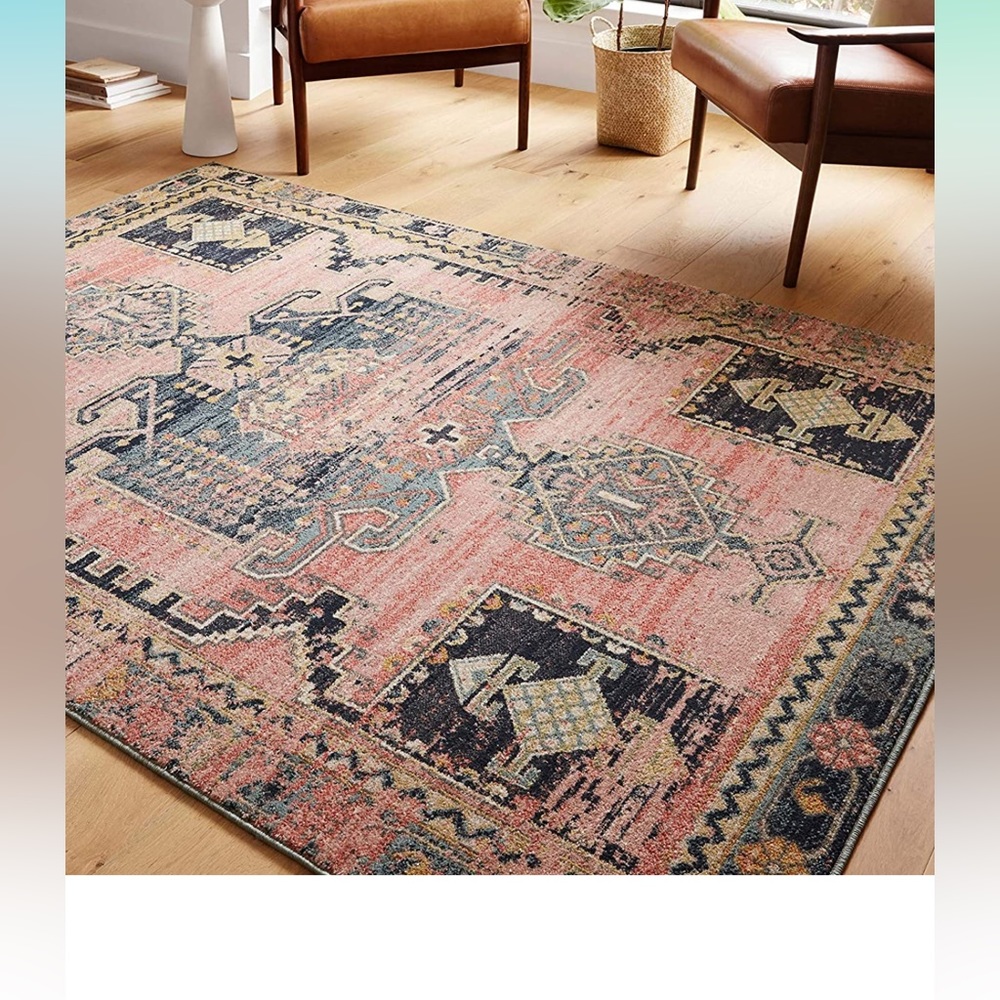 2’ x 4’ Loloi Jocelyn rug pink navy tan